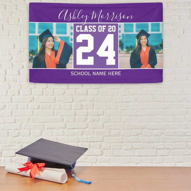 Lona Clase de 2024 Modern Royal Graduation Photo (Subido por el creador)