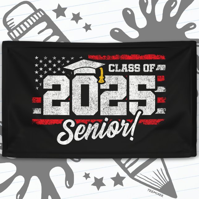Lona Clase de 2025 Graduación Bandera Americana Senior  (Subido por el creador)