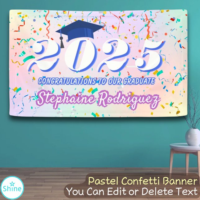Lona Clase de 2025 Graduate Confetti Fun Graduation Cap (Subido por el creador)