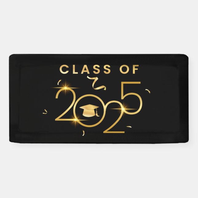 Lona Clase de 2025 Negro y Oro (Horizontal)