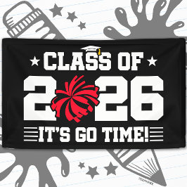 Lona Clase de 2026 Cheer de Graduación en Rojo ¡Es Hora