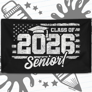 Lona Clase de 2026 Graduación Bandera Americana Senior 