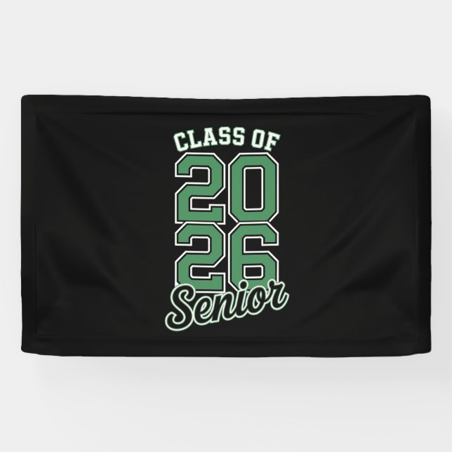 Lona Clase de 2026 Graduado Verde de último año Graduac (Horizontal)