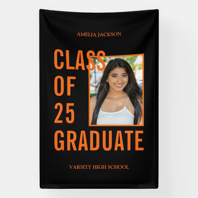 Lona Clase De 25 Graduados De Foto Negra Y Naranja (Subido por el creador)