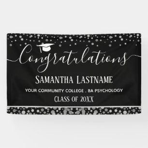 Lona Clase de Banner de Confetti Plateado de Graduació