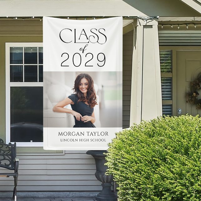 Lona Clase de Elegancia Mínima Graceful de 2025 Photo G (Minimal Graceful Elegance Class of 2025 Photo Grad Banner)