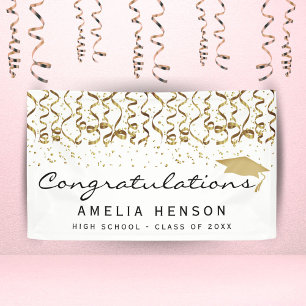 Lona Clase de Elegante Graduado de Confetti de Oro