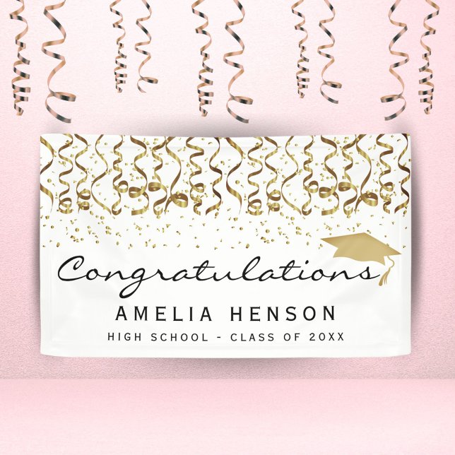 Lona Clase de Elegante Graduado de Confetti de Oro (Subido por el creador)