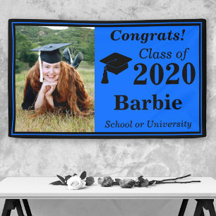 Lona Clase de foto azul negra de graduación 2020
