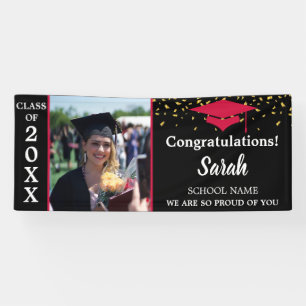 Lona Clase De Foto De Graduación En Rojo Y Negro De 202