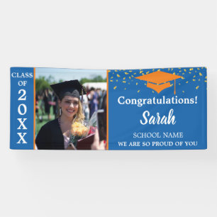 Lona Clase De Foto De Graduación naranja Y Azul De 2025