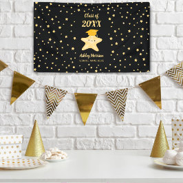 Lona Clase de Graduación 2023 Cute Black and Gold Star