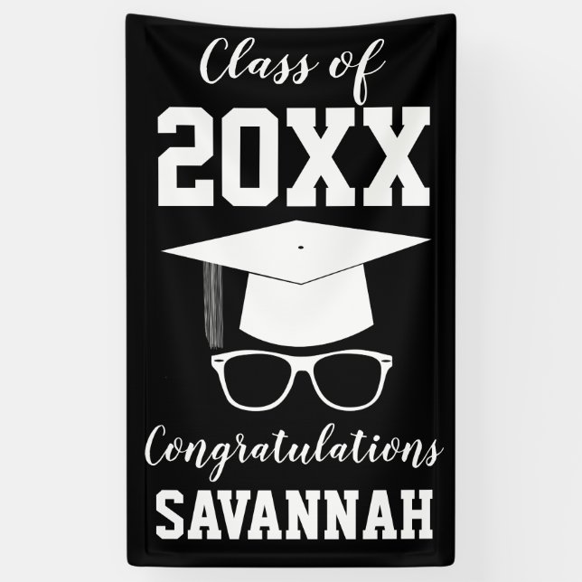 Lona Clase de graduación de 2025 Nombre personalizado (Vertical)