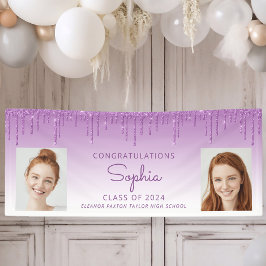 Lona Clase de Graduación de 2 fotografías en Purpurina