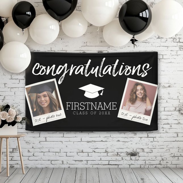 Lona Clase de Graduación de Año 2 Collage de fotos de G (Custom Graduation Banner for a Grad Party or Open House)