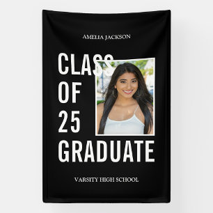 Lona Clase De Graduación De Foto Blanca Negra 2025
