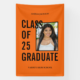 Lona Clase De Graduación De Foto De Naranja Y Negro En 