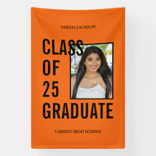 Lona Clase De Graduación De Foto De Naranja Y Negro En 