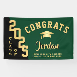 Lona Clase de Graduación Negra Azul Moderno de 2025 Fie