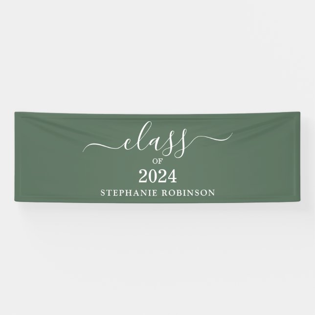 Lona Clase de Graduación Sage Green Simple 2024 (Horizontal)