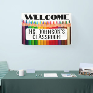 Lona Clase de nombre del profesor de bienvenida