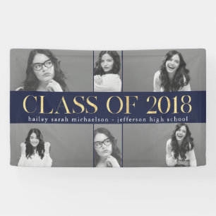 Lona Clase Faux Gold del Collage de fotos de graduación