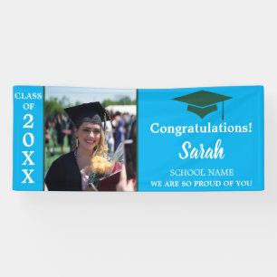 Lona Clase Fotográfica De Graduación Azul Y Verde De 20