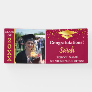Lona Clase Fotográfica Maroon & Gold Graduation De 2025