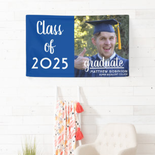 Lona Clase moderna de 2025 Foto azul de graduación