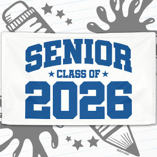 Lona Clase Superior de 2026 Graduación Azul Negrita Min