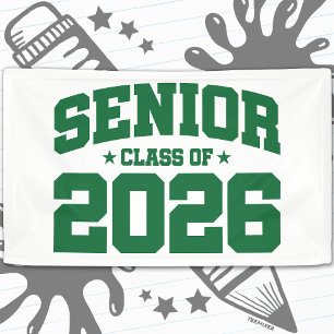 Lona Clase Superior de 2026 Graduación Verde Negrita Mí