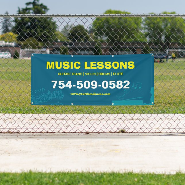 Lona Clases de Música Banner Personalizable Editable (In situ)