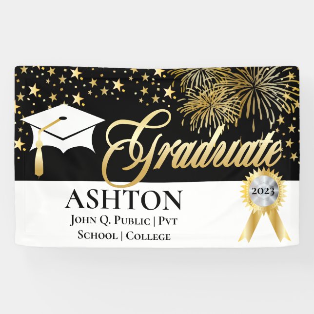 Lona Clásico | Fuegos artificiales elegantes | Graduado (Horizontal)