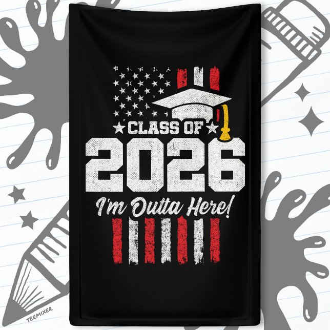Lona Class of 2026 Graduation Fun Quote Distressed Flag (Subido por el creador)