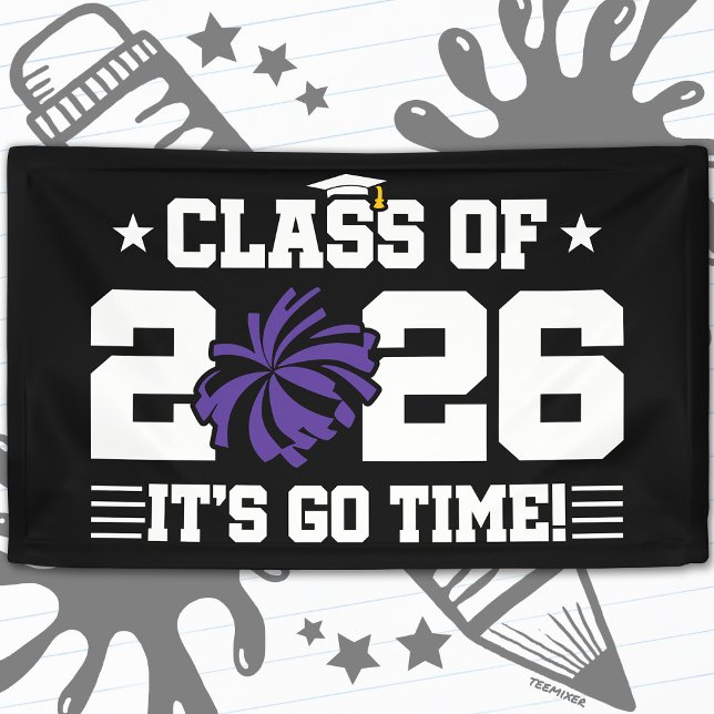 Lona Class of 2026 Purple Cheer Graduation It’s Go Time (Subido por el creador)