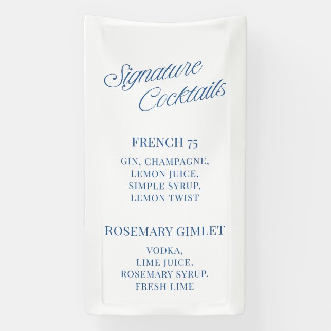 Lona Classic Blue Script Wedding Signature Cocktails  (Vertical)