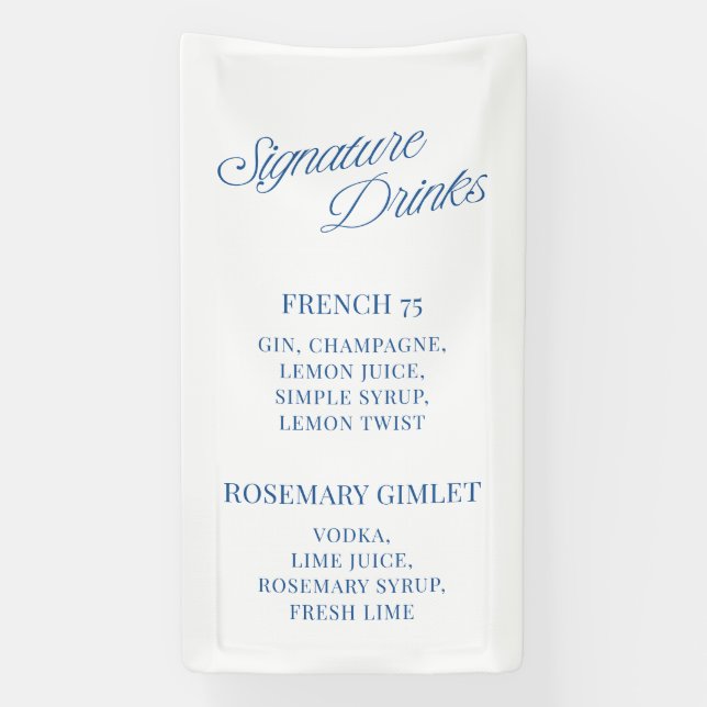 Lona Classic Blue Script Wedding Signature Drinks (Vertical)