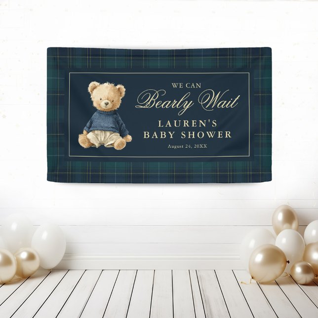Lona Classic Tartan Polo Bear Baby Shower (Subido por el creador)