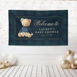 Lona Classic Tartan Polo Bear Baby Shower Welcome