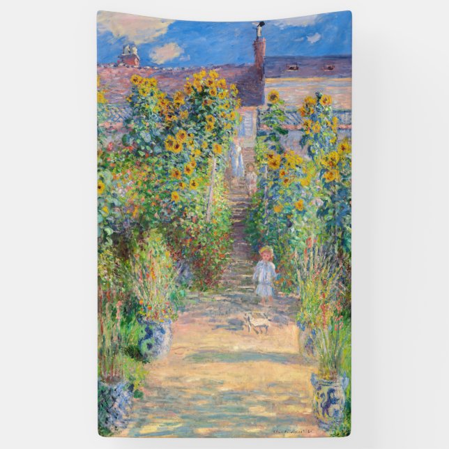 Lona Claude Monet - El jardín del artista en Vetheuil (Vertical)