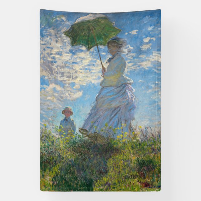 Lona Claude Monet - El paseo, mujer con sombrilla (Vertical)