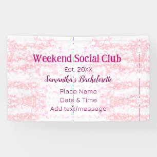Lona club social del fin de semana rosa brillo despedid