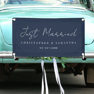 Lona Coche de recién casados elegante azul marino