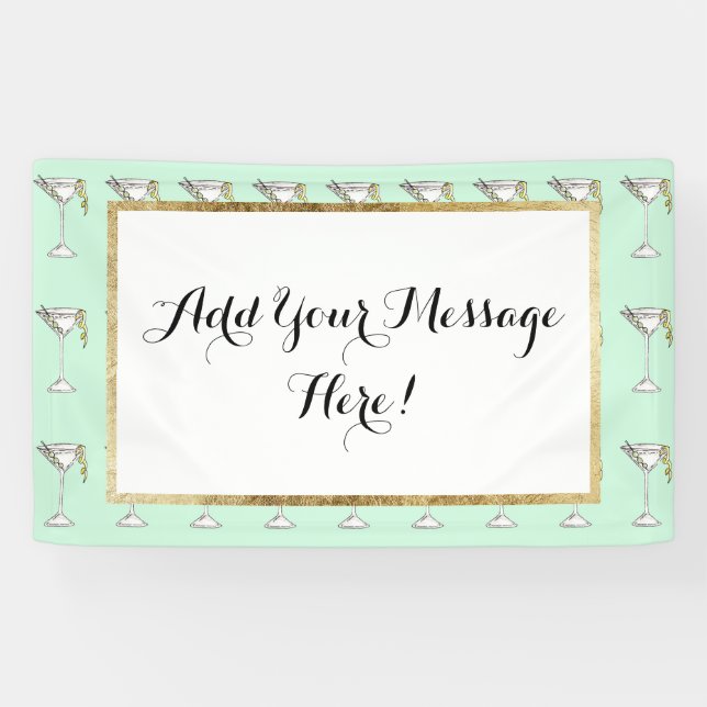 Lona Cóctel verde oliva de Martini de la acuarela (Horizontal)