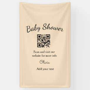 Lona Código QR de baby shower rosa simple agregar nombr