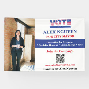Lona Código QR de foto de candidato personalizado Campa