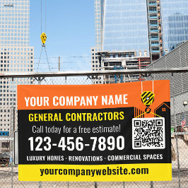 Lona Código QR de la empresa de construcción Naranja Pr