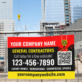 Lona Código QR de la empresa de construcción Promociona