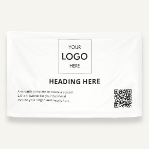 Lona Código QR de publicidad empresarial blanco