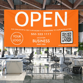 Lona Código QR del logotipo de negocio naranja moderno 